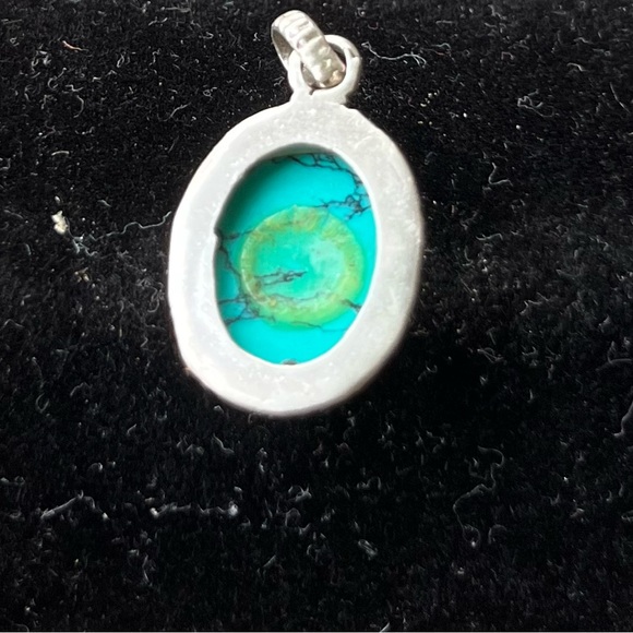 Turquoise Pendant bezel set Sterling Silver 925 - Picture 4 of 5